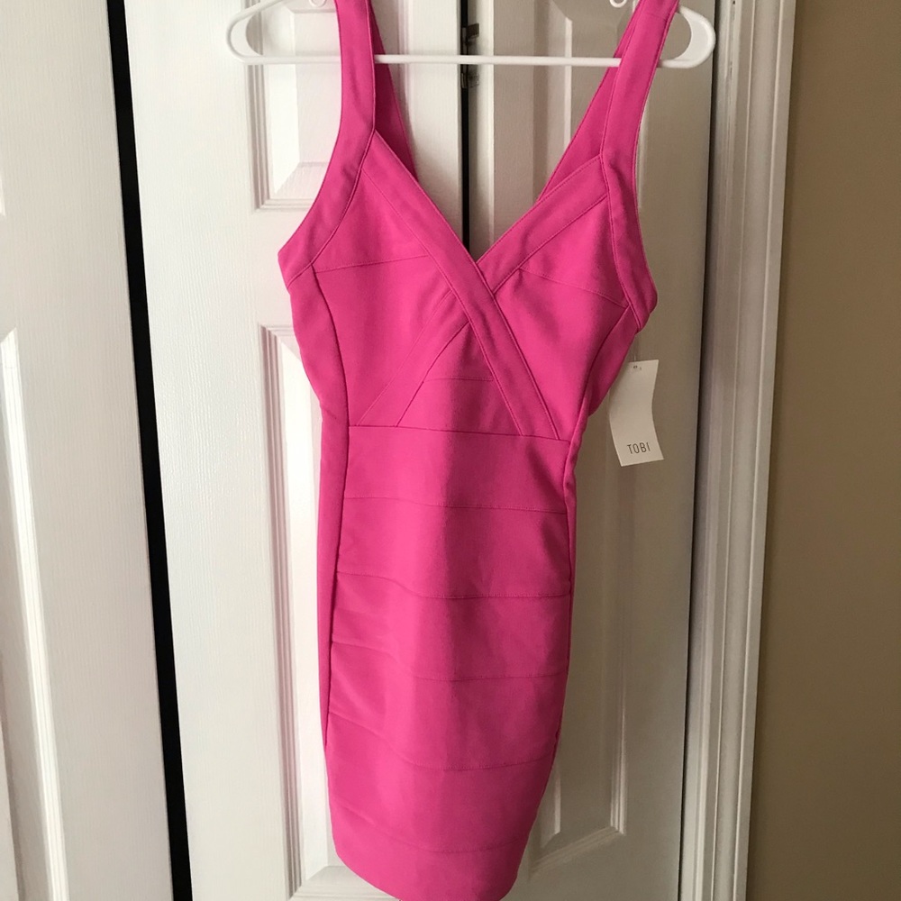 Tobi hot pink body con dress